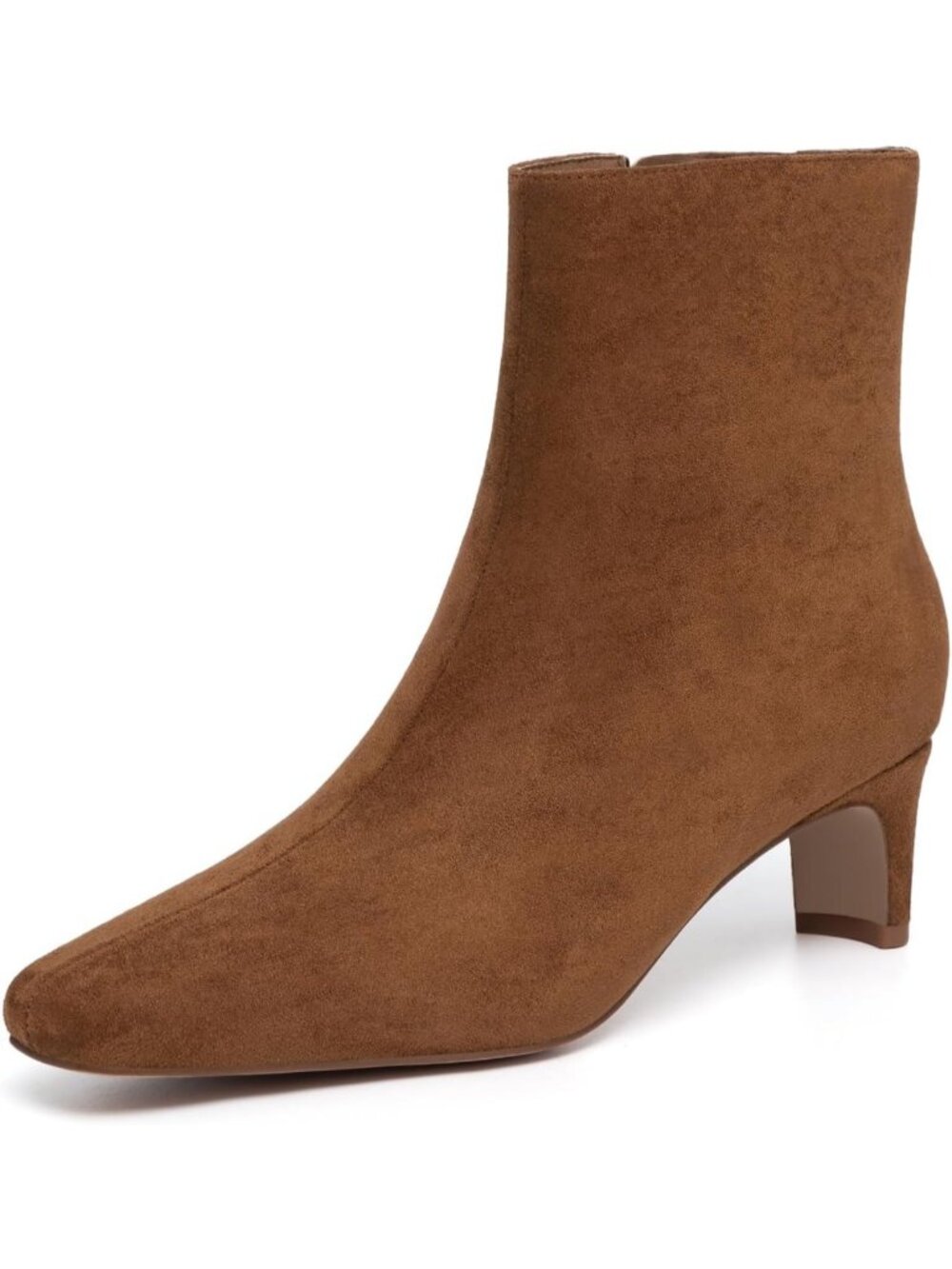 Women's Brown Suede Square Toe Chunky Heel Ankle Boots Round Toe Low Heels